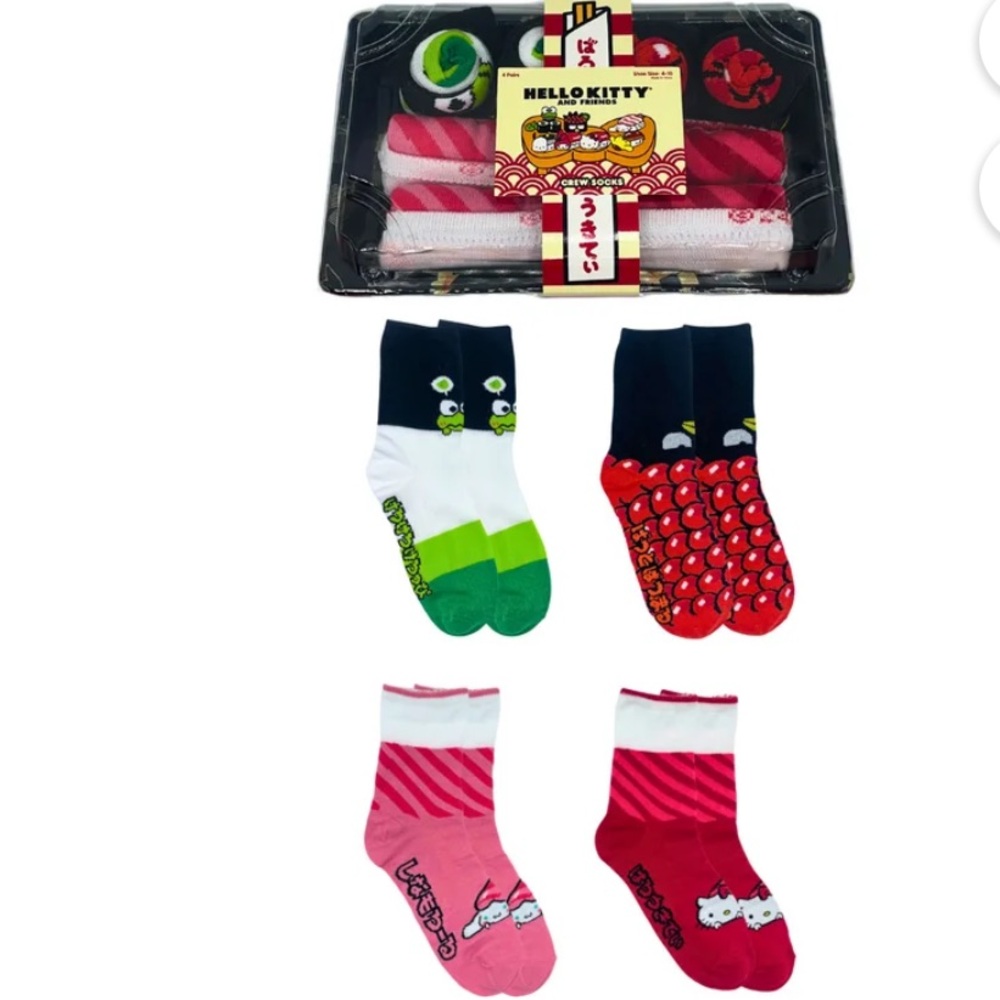 NIB Hello Kitty sushi 4 pair sock set